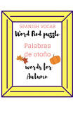Spanish Fall Words Word Search Palabras de otoño