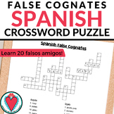 Spanish False Cognates Crossword Puzzle Worksheet - Spanis