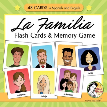 Preview of Spanish Family Flash Cards & Memory Game - La Familia