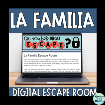 Preview of Spanish Family La Familia Digital Escape Room