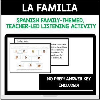 Preview of Spanish Family Listening Activity La familia actividad de escuchar