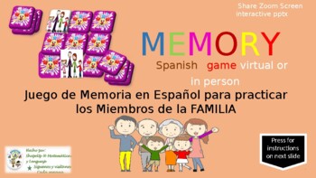 Preview of Spanish Family Members Memory Game / Practica Los Miembros de la Familia PPTX