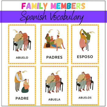 Preview of Spanish Family Members Picture Word Flash Cards
