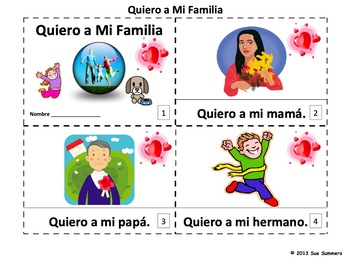 Preview of Spanish Family Emergent Reader Booklets Quiero A Mi Familia