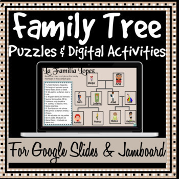 Preview of Spanish Family Tree Digital Puzzles and Activities | Realidades 5A