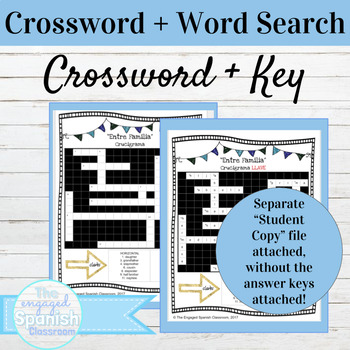 Spanish Family Vocab Word Search and Crossword With Answer Keys TPT