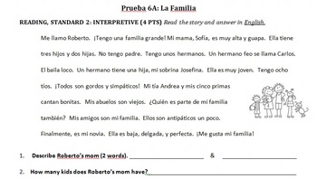 Preview of La familia - Spanish Family and Indefinite Articles Week Unit