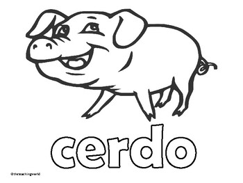 Spanish Farm Animals Coloring Pages by The Teaching World | TpT