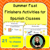 Spanish Fast Finishers activities Summer theme! Printables