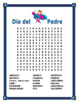 spanish fathers day word search and cross word puzzle dia del padre