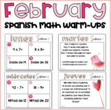 Spanish February Math Warm-Ups for 3rd Grade - Día de San 