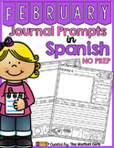 Spanish - February NO PREP Journal Prompts for Beginning Writers