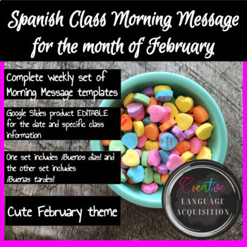 Preview of Spanish February Welcome Message Template, Día de San Valentín, Día de Amistad