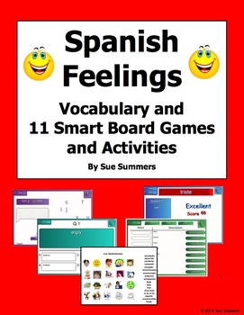 Preview of Spanish Feelings SmartBoard 11 Games and Activities, and Vocabulary