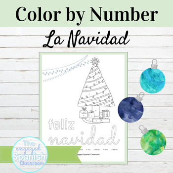 Preview of Spanish Feliz Navidad Color by Number