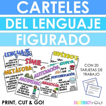 Preview of Spanish Figurative Language Posters & Task Cards - Lenguaje figurado
