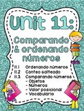 Spanish First Grade Math Unit 11: Comparando números (Comp