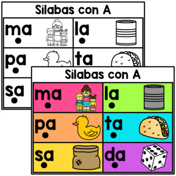 Spanish Fluency Book - Sílabas y Palabras con A by The Bilingual Rainbow