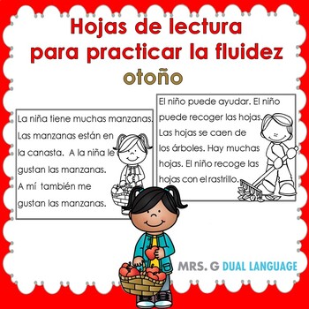 Preview of Spanish  Fall Fluency Practice  / Otoño practica de fluidez