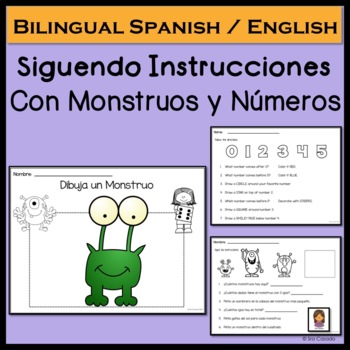 Preview of Follow Directions Activity | Directed Drawing Game | Bilingual Spanish English