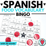 Spanish Food Unit Vocabulary- Spanish Bingo Game - La Comida