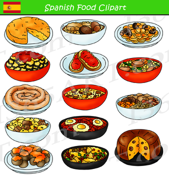 Preview of Spanish Food Clipart - Food From Spain