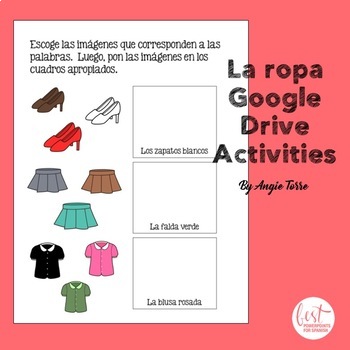 Preview of Spanish Clothing La ropa Google Drive Activity Distance Learning