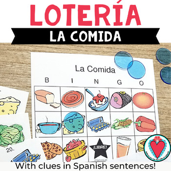 Preview of Spanish Food Vocabulary Unit Bingo Game with pictures - Loteria - La Comida
