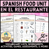 Spanish Food Unit - En el restaurante: Vocabulary Activiti