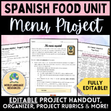 Spanish Food Unit - Menu Project - Comidas y bebidas