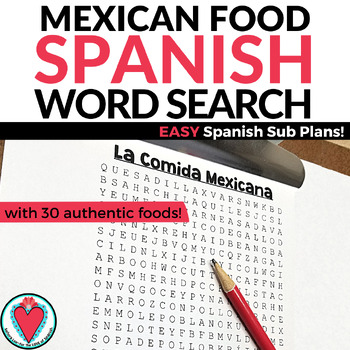 Preview of End of Year Spanish Activity Mexican Food Word Search Culture Worksheet