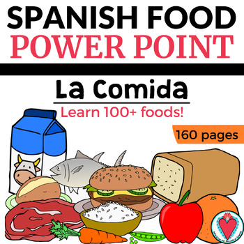 Preview of Spanish Food Unit 100 Foods in Spanish Vocabulary Words Pictures La Comida PPT