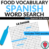 Spanish Food Unit Vocabulary - Spanish Word Search - Sub Plans