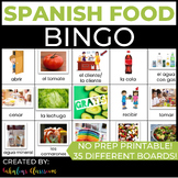 Spanish Food Vocabulary Activity Printable Bingo Game No P