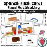 Spanish Food Unit Vocabulary Words - Printable Flash Cards