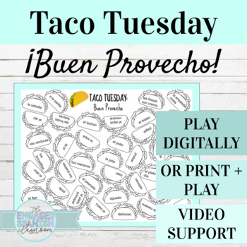 Spanish Food Prep Vocabulary Activity | Digital or Print Taco Tuesday Game