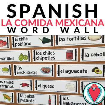 Preview of Cinco de Mayo Spanish Food Vocabulary Mexican Food Word Wall Bulletin Board