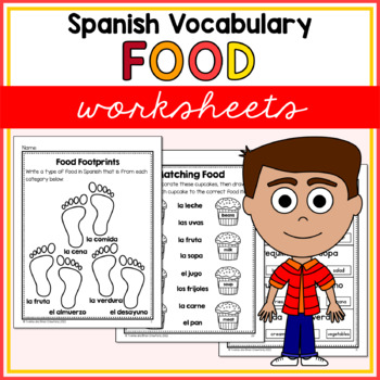 Preview of Spanish Food Vocabulary Worksheets La Comida en Español