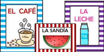 Preview of Spanish Food and Drinks Word Wall / posters