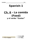 Spanish Food and Meal Taking Vocabulary and Notes and Gram