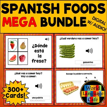 Preview of Spanish Foods Drinks Boom Cards Spanish Digital Flashcards All Foods Activities