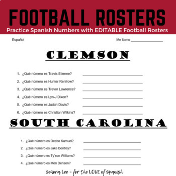 Free Printable Football Roster