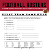Spanish Numbers 1 - 100 - Football Rosters Activity