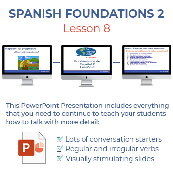 Preview of Spanish Foundations 2 Lesson 8 PowerPoint Presentation and Lesson Plan