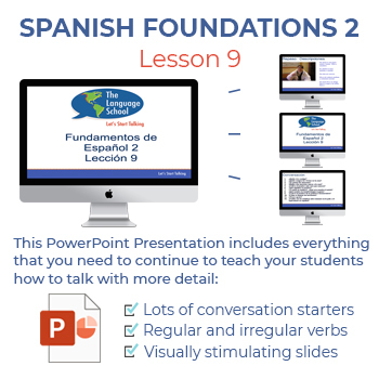 Preview of Spanish Foundations 2 Lesson 9 PowerPoint Presentation and Lesson Plan