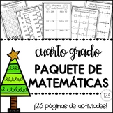 Fourth Grade Holiday Math Packet {NO PREP!} SPANISH