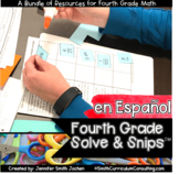 Spanish Fourth Grade Math Solve and Snip Bundle | Problem 