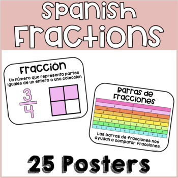 Preview of Spanish Fraction Posters: Fracciones Vocabulario y Estrategias