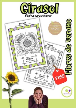 Preview of Spanish: Freebie | Girasol | Página para colorear gratis | sunflower