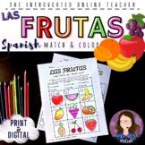 Spanish Fruit Las Frutas Vocabulary Coloring Worksheets | 